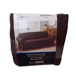 Mainstays Textured Knit Sofa Couch Slipcover Brown Fits 74 x 96